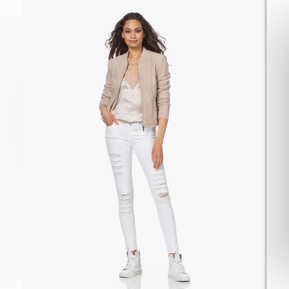 FRAME “Le Skinny de Jeanne” Distressed White Jeans - size 24 - Picture 1 of 8